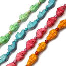 2.0mm Large Hole Blue/Pink/Green/Orange Magnesite Turquoise Skull Beads 15.5" Strand