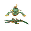 Cloisonne Christmas Tree Ornament Wiggling Alligator Decoration 6" Inches Long