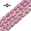 natural phosphosiderite matte faceted cylinder tube beads 