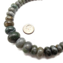 Natural Green Jade Graduated Smooth Rondelle Beads 6-16mm 15.5" Strand