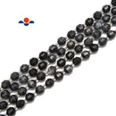 Larvikite Labradorite Prism Cut Double Point Faceted Round Beads 8mm 10mm 15.5'' Strand