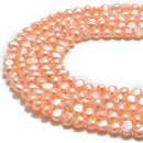 pink fresh water pearl center drill nugget beads