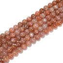 High Grade Peach Moonstone Smooth Round Beads 6mm 8mm 10mm 12mm 15.5" Strand