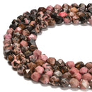 Natural Rhodonite Faceted Start Cut Beads Size 8mm 15.5'' Strand