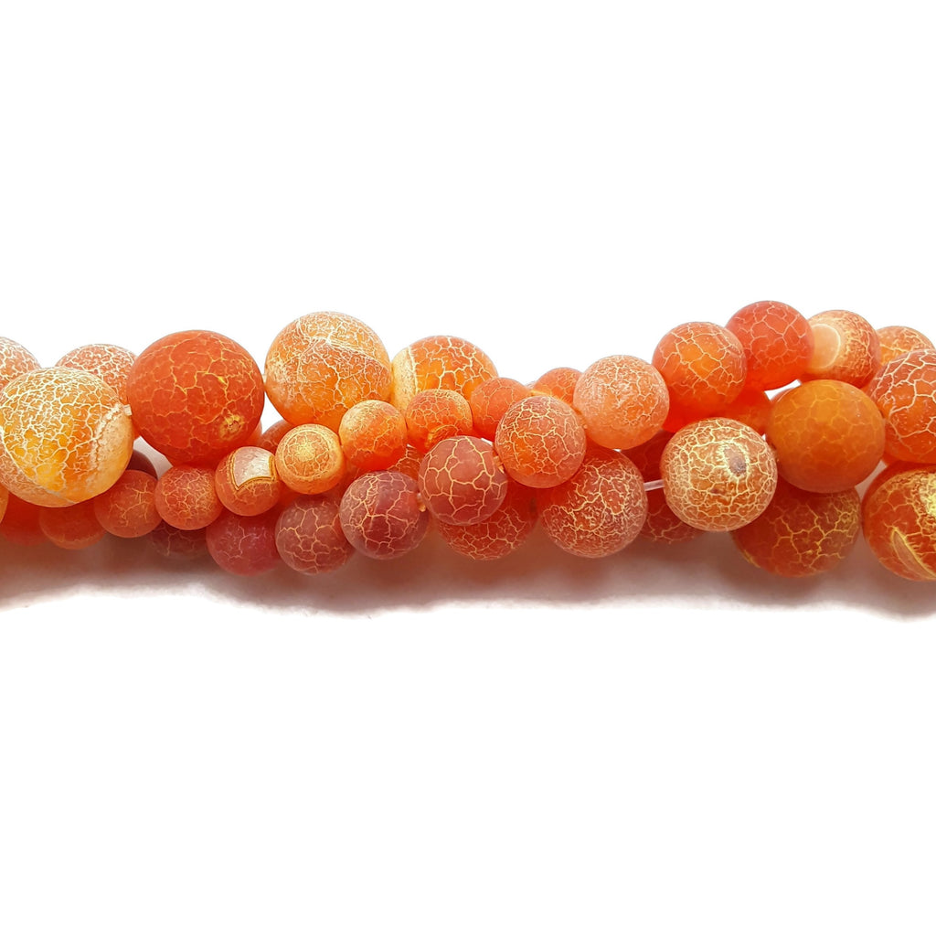 Orange Fire Agate Cracked Matte Round Beads 4mm 6mm 8mm 10mm 12mm 15.5 –  CRC Beads