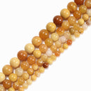 Natural Yellow Jade Smooth Round Beads Size 6mm 8mm 10mm 15.5'' Strand
