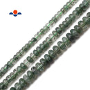 Green Rutilated Quartz Smooth Rondelle Beads 4x6mm 5x8mm 6x10mm 15.5" Strand