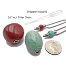 Natural Stone Essential Oil Necklace Off-Round Perfume Bottle & Silver Chain
