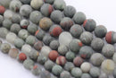 large hole african bloodstone matte round beads