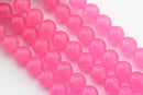 dark pink dyed jade smooth round beads