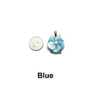 Flower Shell Clasp Connector w/Pearl Center White/Blue/Yellow 21x28mm Per Piece