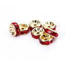 light siam red rhinestone rondelle spacers