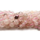 Translucent Pink Rutilated Quartz Smooth Round Beads 6mm 8mm 10mm 15.5" Strand