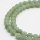 large hole green aventurine matte round beads