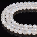 Natural Translucent White Agate Faceted Round Beads Size 8mm 10mm 15.5'' Strand