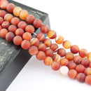 red Striped agate matte round beads