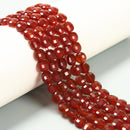 Carnelian Faceted Coin Beads Size 8mm 15.5'' Strand