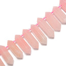 Natural Rose Quartz Graduated Top Drill Faceted Points Size 25-45mm 15.5'' Str