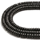 Shungite Smooth Rondelle Beads Size 4x6mm 5x8mm 6x10mm 15.5'' Per Strand
