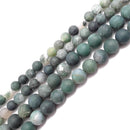 natural moss agate matte round beads