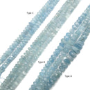Natural Aquamarine Graduated Faceted Rondelle Beads 3x5mm - 8x12mm 18" Strand