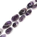 Teeth Chevron Amethyst Irregular Faceted Barrel Drum Chunk 12-30mm 15.5'' Strand