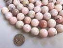 natural pink opal smooth round beads