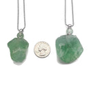 Green Fluorite Essential Oil Necklace Rough Nugget Perfume Bottle & Silver Chain