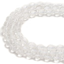 Clear Quartz Prism Cut Double Point Faceted Round Beads 9x10mm 15.5'' Strand