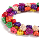 Multi-color Howlite Turquoise Double Sided Buddha Head Beads 14x15mm 15.5'' Str