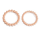 Peach Champagne Shell Pearl Smooth Round Beaded Bracelet 8mm 10mm 7.5" Length