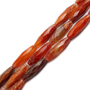 burnt orange fire agate faceted rice shape beads