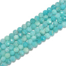 Natural Green Blue Amazonite Faceted Round Beads Size 5mm 15.5'' Strand
