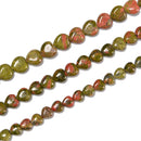 Natural Unakite Heart Shape Beads Size 8mm 10mm 12mm 15.5'' Strand