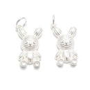 925 Sterling Silver Rabbit Charm Pendant Size 11x25mm 2Pcs Per Bag