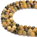 Natural Bumblebee Jasper Smooth Round Beads Size 6mm 8mm 10mm 12mm 15.5'' Strand