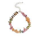 Watermelon Tourmaline Beaded Bracelet with Silver Plated Clasp 7.5" Length