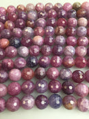 genuine ruby faceted round beads