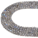 Natural Labradorite with Black Specks Faceted Cube Beads Size 4mm 15.5'' Strand