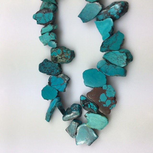 natural genuine turquoise freeform slab slice beads