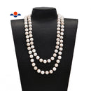 White Turquoise Knotted Mala Necklace Beads Size 8mm 36'' Long Ready to Wear