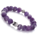amethyst bracelet silver skull matte round