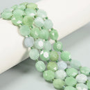 Green Moonstone Hexagram Cutting Faceted Coin Beads Size 12mm 15.5'' Strand