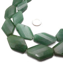 Green Aventurine Faceted Twisted Rhombus Shape Beads Size 22x35mm 15.5" Strand