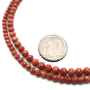Natural Red Jasper Faceted Round Beads Size 3mm 4mm 15.5'' Strand