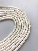 white bamboo coral smooth rondelle discs beads 