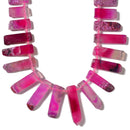 Fuchsia Pink Agate Graduated Slab Slice Stick Points Beads 10x25-12x45mm 15.5'' Strand