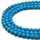 Bright Blue Lava Rock Stone Beads 6mm 8mm 10mm 15.5" Strand