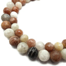 White/Gray/Peach Moonstone Faceted Round Beads 10mm 12mm 15.5" Strand