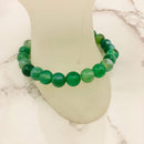 green Striped agate bracelet smooth round